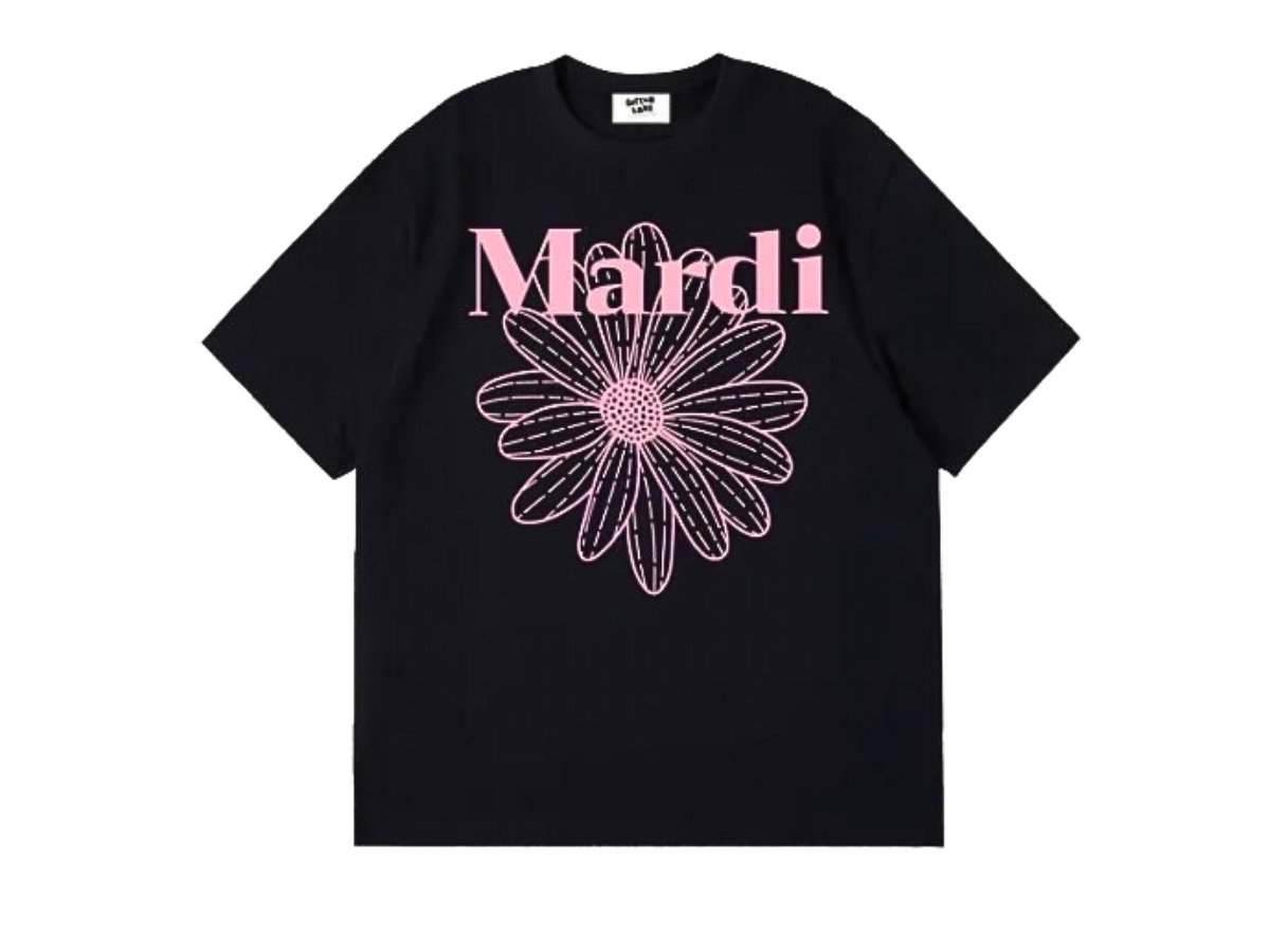 Mardi Mercredi Logo Flowermardi Black Pink Short Sleeve T-Shirt - Offday  Apparel Singapore